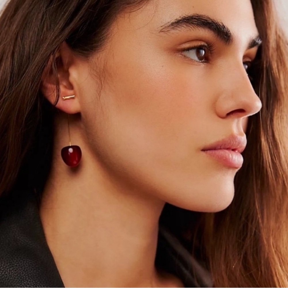 Anthropologie Cherry Red Earrings
